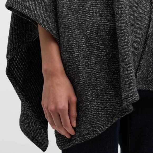 Eileen Fisher Open-Front Organic Cotton Marled-Knit Shawl-Serape, Black/White - Picture 4 of 4